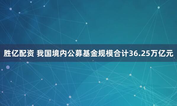 胜亿配资 我国境内公募基金规模合计36.25万亿元